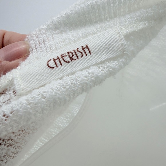 Cherish Ruched V-Back Slit Hem top Womens sz M White Beach Coastal Nautical - Picture 5 of 9